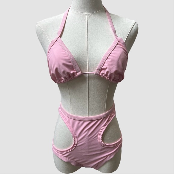 NWT Triangle Bikini Top and Bottom Set in Bubblegum Pink - Picture 1 of 7